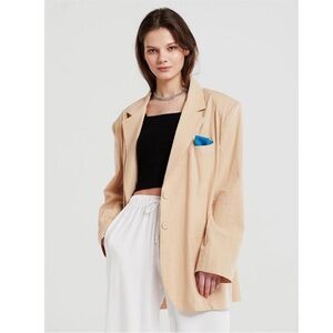 STORETS Beige Brianna Oversized Handkerchief 2-Button Blazer Size S/M
